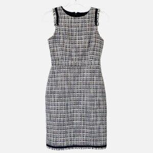 J.Crew Women's Red White Blue Tweed Sheath Dress Size 12 Sleeveless Casual